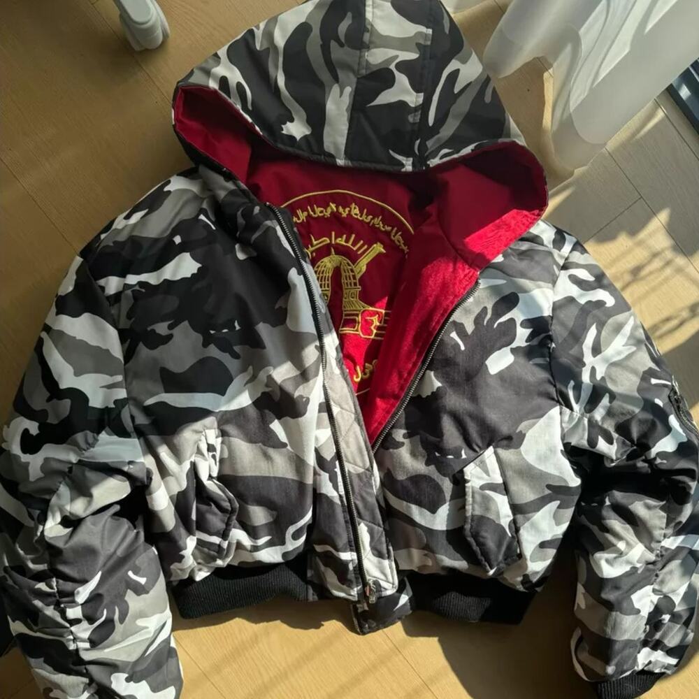 Vetements Syle Reversible Red Gray Camouflage Bomber Jacket